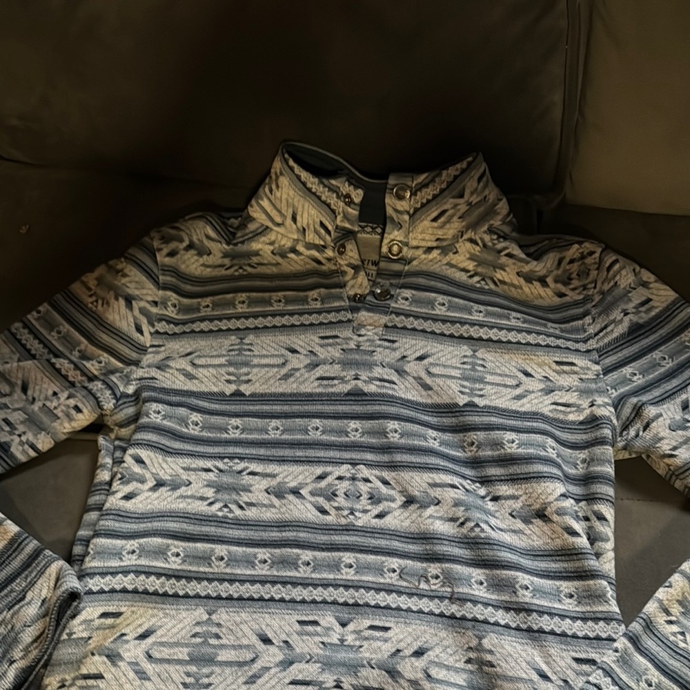 Gray Turtleneck Sweater with Striped Pattern